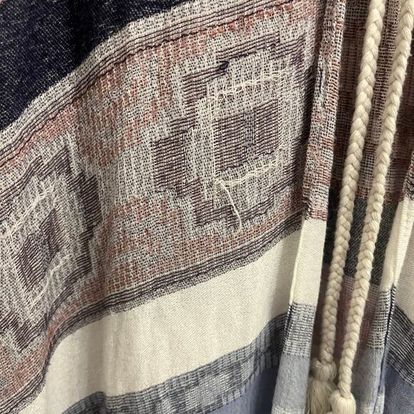 CASLON Kimono Women One Size Knit Southwestern Aztec Festival Fringe Blue Boho - Picture 9 of 16